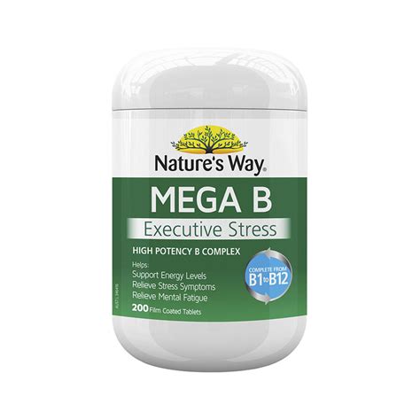 Nature's Way Mega B Complex Executive Stress 200 Tablets.
